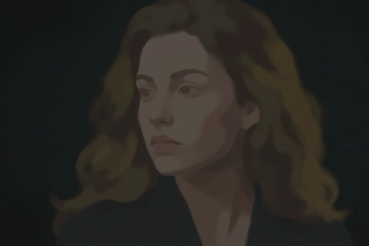 Unfinished portrait: flat base colour with no skin texture or detail