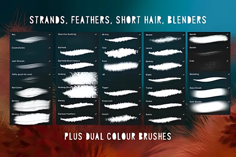 Animal Fur 2, 35 Fur, Hair & Feather Brushes, product preview artwork: preview 3 thumbnail