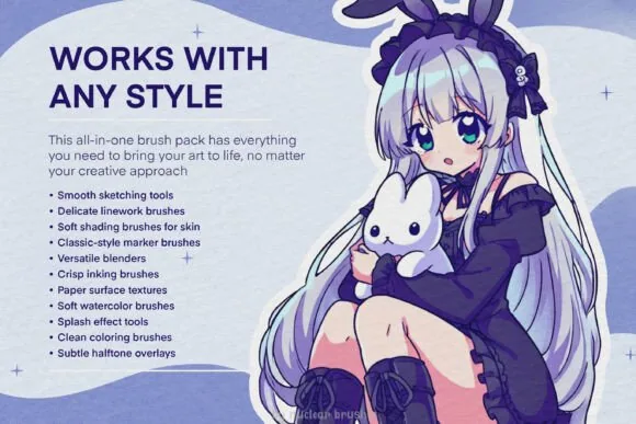Anime Soft-Style Studio Kit, 100+ Procreate Brushes, product preview artwork: preview 1 thumbnail