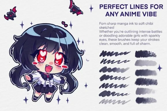 Anime Soft-Style Studio Kit, 100+ Procreate Brushes, product preview artwork: preview 3 thumbnail