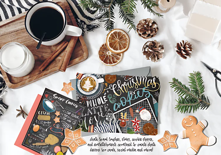 Christmas Procreate Brushes Bundle, product preview artwork: preview 1 thumbnail