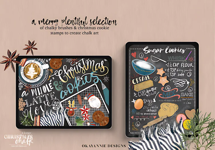 Christmas Procreate Brushes Bundle, product preview artwork: preview 2 thumbnail
