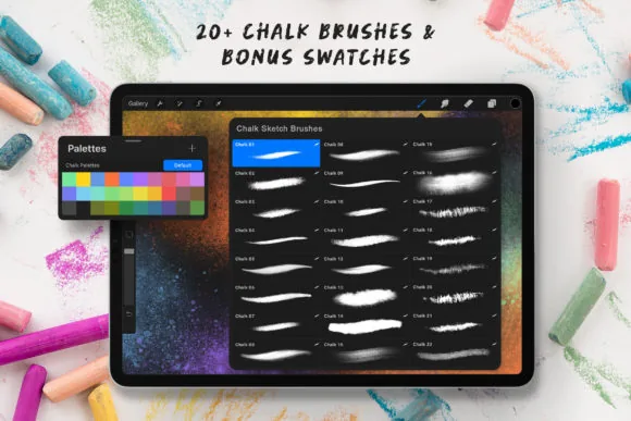 Chalkboard Artist's Toolkit, 20+ Chalk Brushes (Free), product preview artwork: preview 3 thumbnail