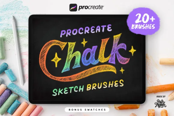 Chalkboard Artist's Toolkit: 20+ Chalk Brushes (Free): The raw essence of traditional chalk on your iPad: 20+ dusty, tactile chalk brushes with real blackboard soul. Free download.