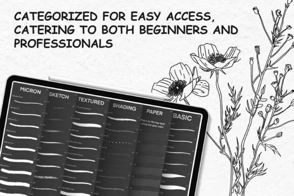 Free Fine Liner Set, 100 Brushes + 13 Paper Textures, product preview artwork: preview 3 thumbnail