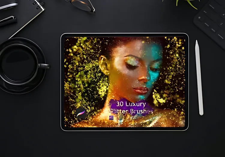 30 Glitter Procreate Brushes, Sparkle & Shine Set, product preview artwork: preview 1 thumbnail