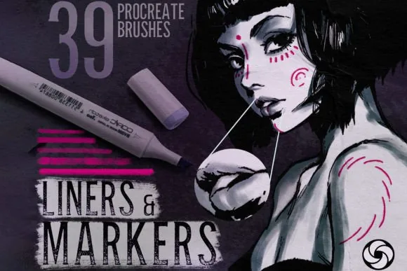 Professional Liner & Marker Studio: 39 High-Fidelity Brushes: A curated digital ink station: 39 brushes replicating the saturated flow of alcohol markers and the razor precision of technical liners.
