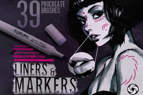 Professional Liner & Marker Studio, 39 High-Fidelity Brushes, product preview artwork