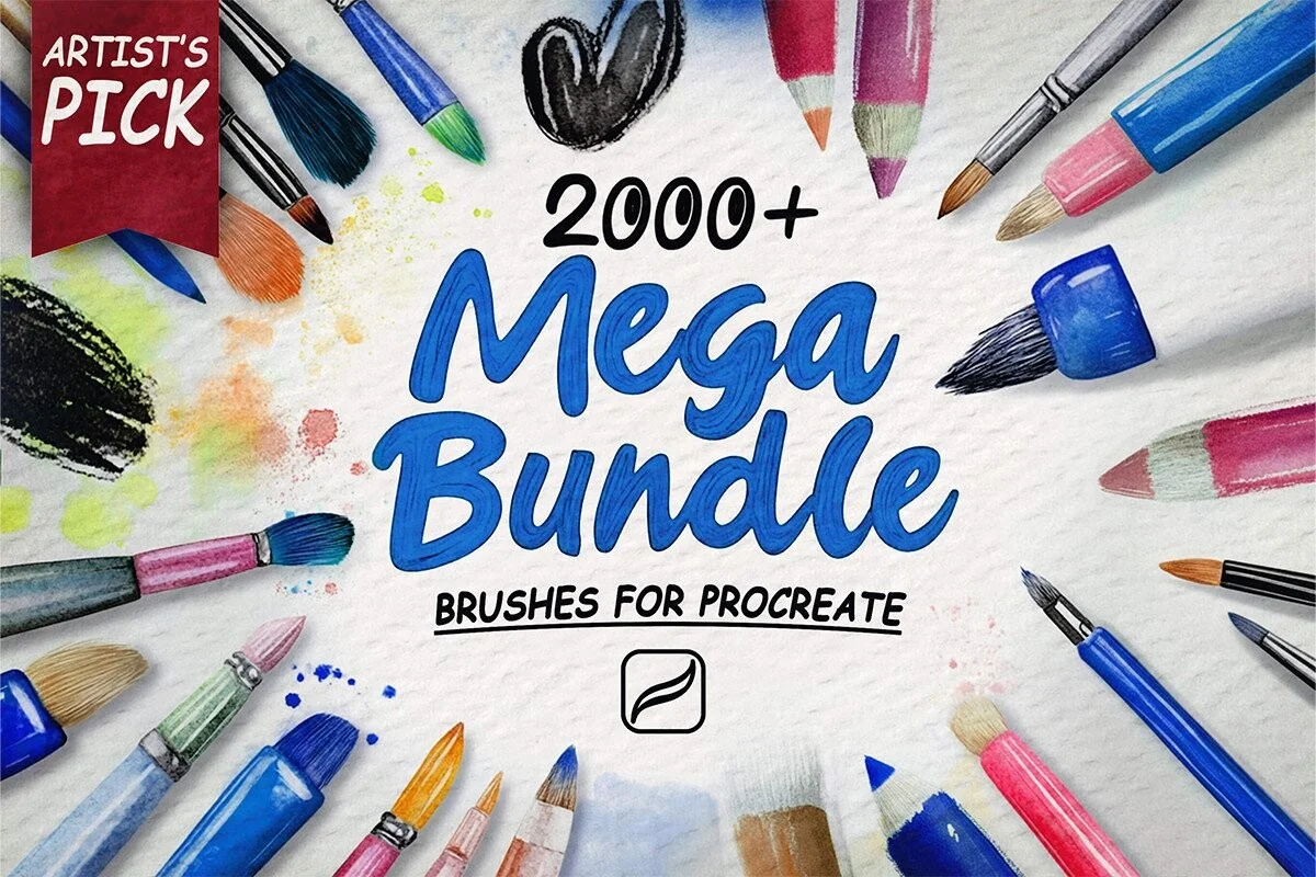 The DigiKitPro Master Library, 2,000+ Procreate Brushes, product preview artwork