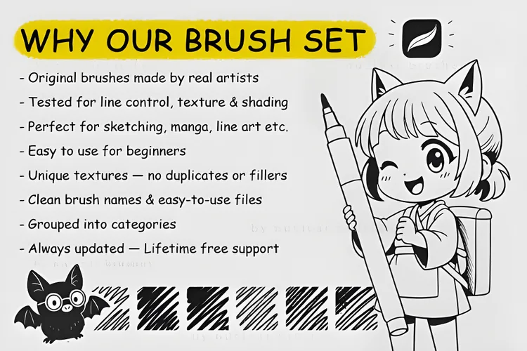 Master Line-Art Vault, 300+ Fine Line Brushes, product preview artwork: preview 1 thumbnail