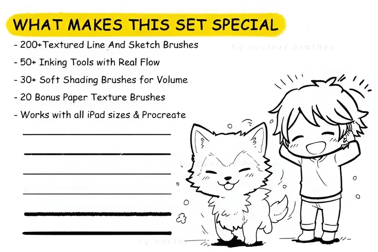 Master Line-Art Vault, 300+ Fine Line Brushes, product preview artwork: preview 2 thumbnail