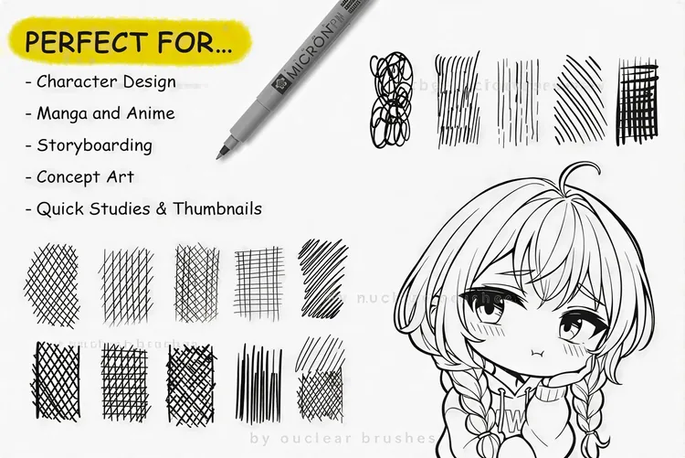 Master Line-Art Vault, 300+ Fine Line Brushes, product preview artwork: preview 3 thumbnail