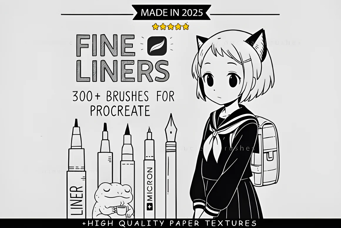 Master Line-Art Vault, 300+ Fine Line Brushes, product preview artwork