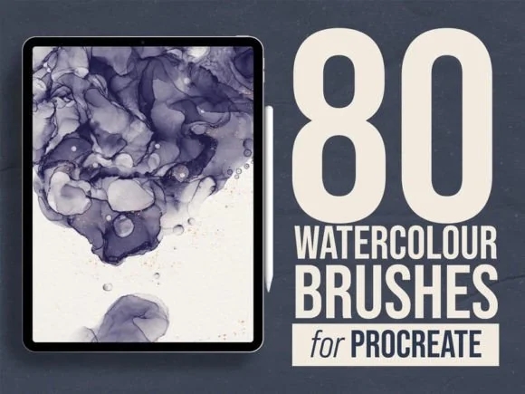 80 Organic Brushes, Watercolor Studio Kit for Procreate, product preview artwork