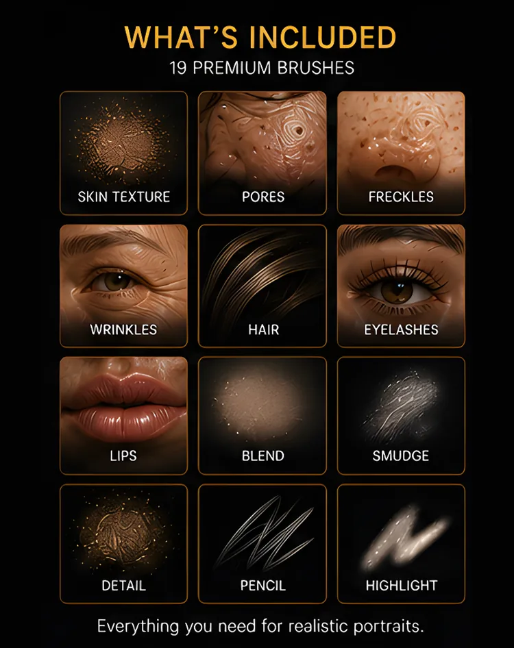 Portrait Skin Brushes for Procreate, product preview artwork: preview 2 thumbnail