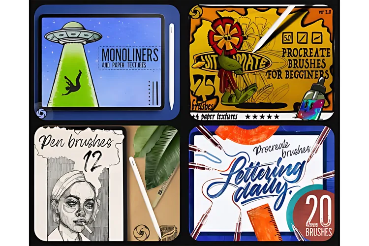 650 Procreate Brushes Mega Bundle, product preview artwork: preview 2 thumbnail