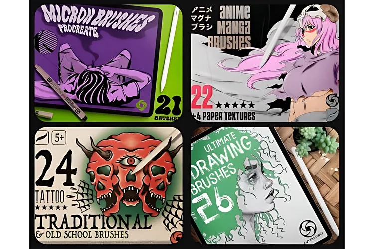 650 Procreate Brushes Mega Bundle, product preview artwork: preview 3 thumbnail