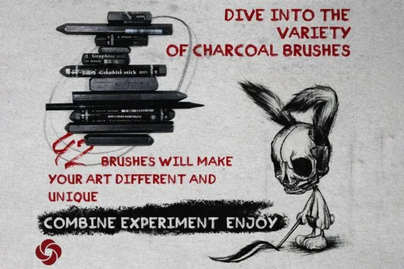 Professional Charcoal Studio for Procreate, product preview artwork: preview 2 thumbnail