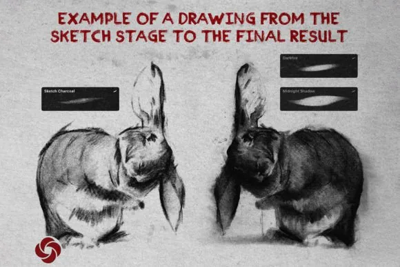 Professional Charcoal Studio for Procreate, product preview artwork: preview 3 thumbnail