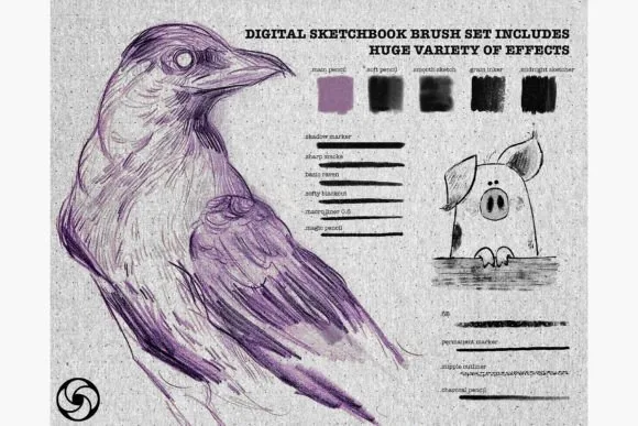 Professional Digital Sketchbook for Procreate, product preview artwork: preview 3 thumbnail