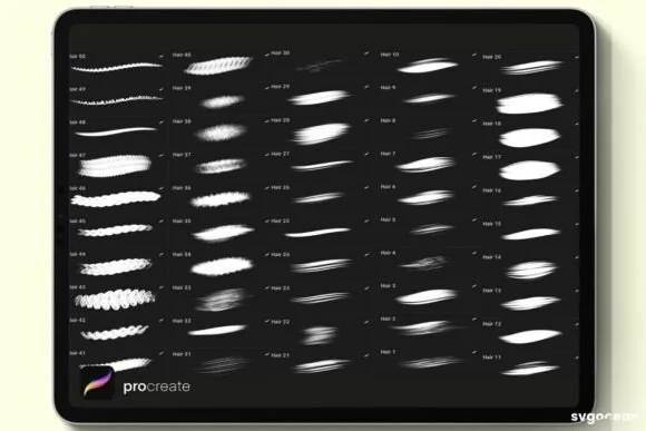 Professional Hair Brushes for Procreate, product preview artwork: preview 2 thumbnail