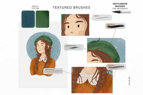 Professional Sketchbook Procreate Brushes, Traditional Media & Drawing Kit, product preview artwork: preview 1 thumbnail