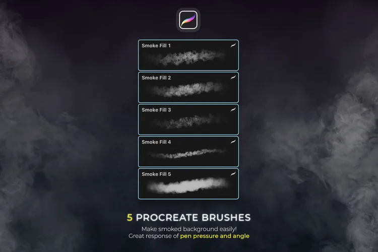 Smoke Procreate Brushes, 12 Realistic Smoke Effects, product preview artwork: preview 2 thumbnail