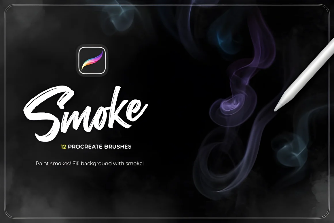Smoke Procreate Brushes, 12 Realistic Smoke Effects, product preview artwork