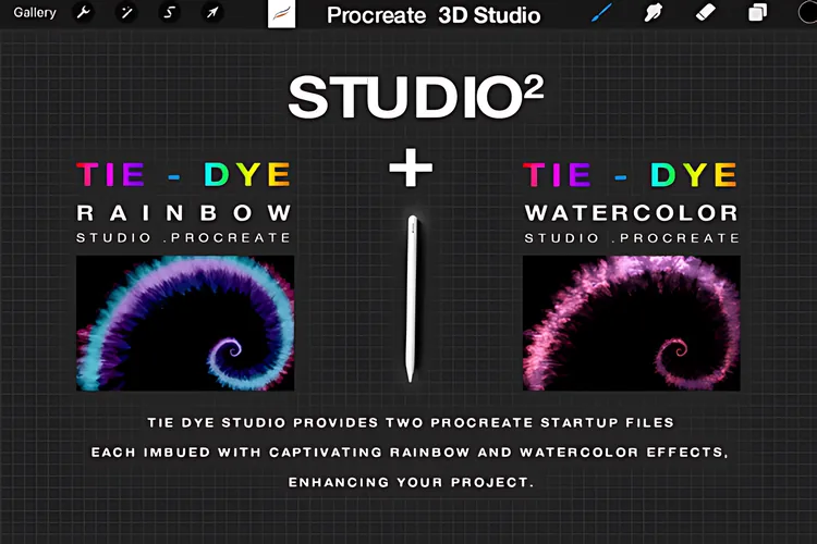 Tie Dye Brushes Studio for Procreate, product preview artwork: preview 2 thumbnail