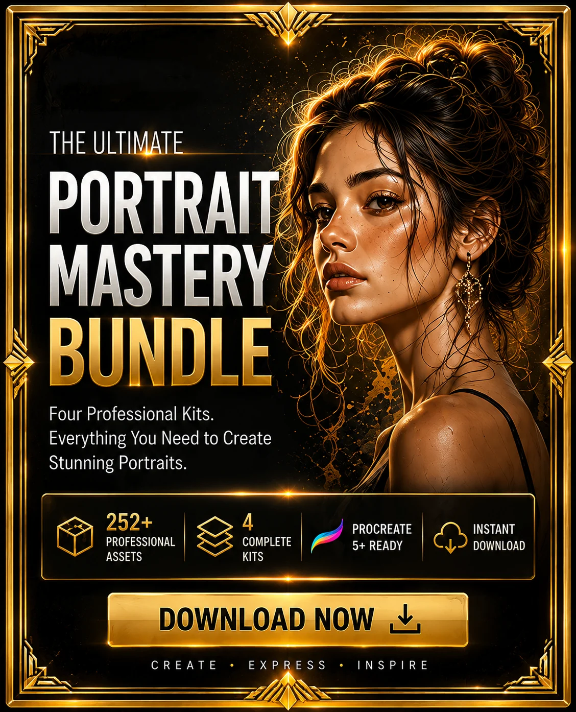 Ultimate Portrait Mastery Bundle: 4 Procreate Kits