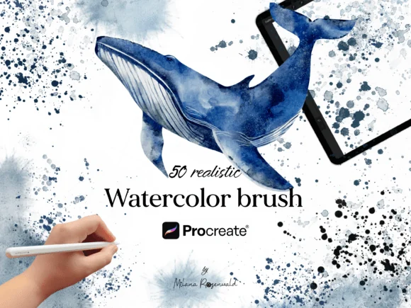 50+ Realistic Watercolor Studio Kit for Procreate