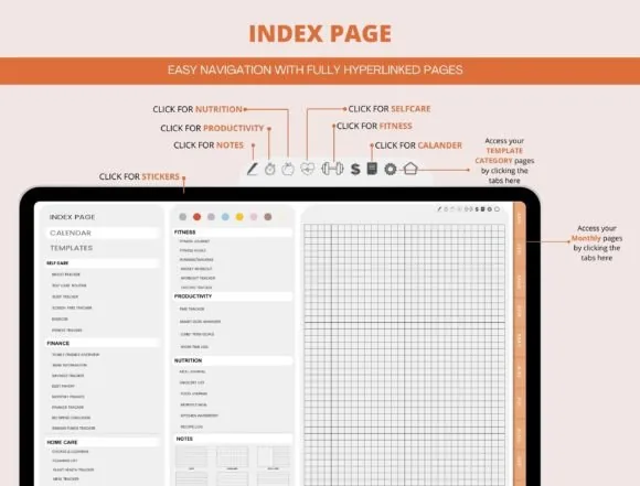 Digital Wellness & Fitness Planner for GoodNotes, product preview artwork: preview 2 thumbnail