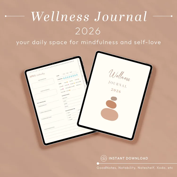 2026 Digital Wellness Journal: A dated 2026 daily wellness journal for self-care, fitness and reflection, stay consistent with guided tracking all year.