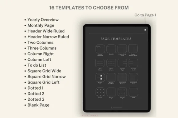 Digital Wellness Journal, 365 Hyperlinked Pages, Dark Mode, product preview artwork: preview 3 thumbnail